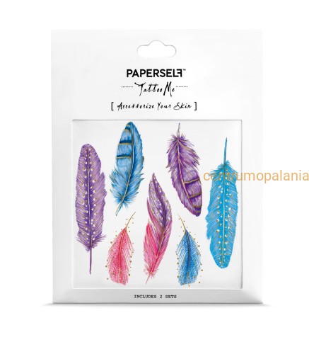 Tatuaż wodny naklejany Colour Feathers 2szt Paperself