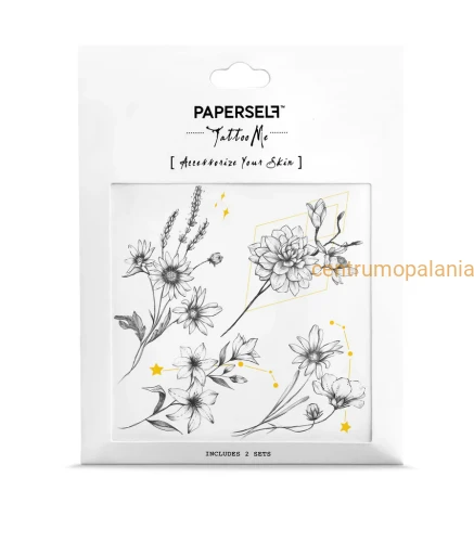Paperself tatuaż przyklejny naklejka wodna tymczasowa Geo Flower