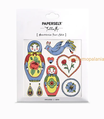 Paperself tatuaż przyklejny naklejka wodna tymczasowa Russian Doll
