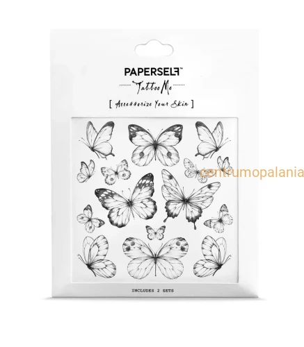 Paperself tatuaż przyklejny naklejka wodna tymczasowa Black Butterflies