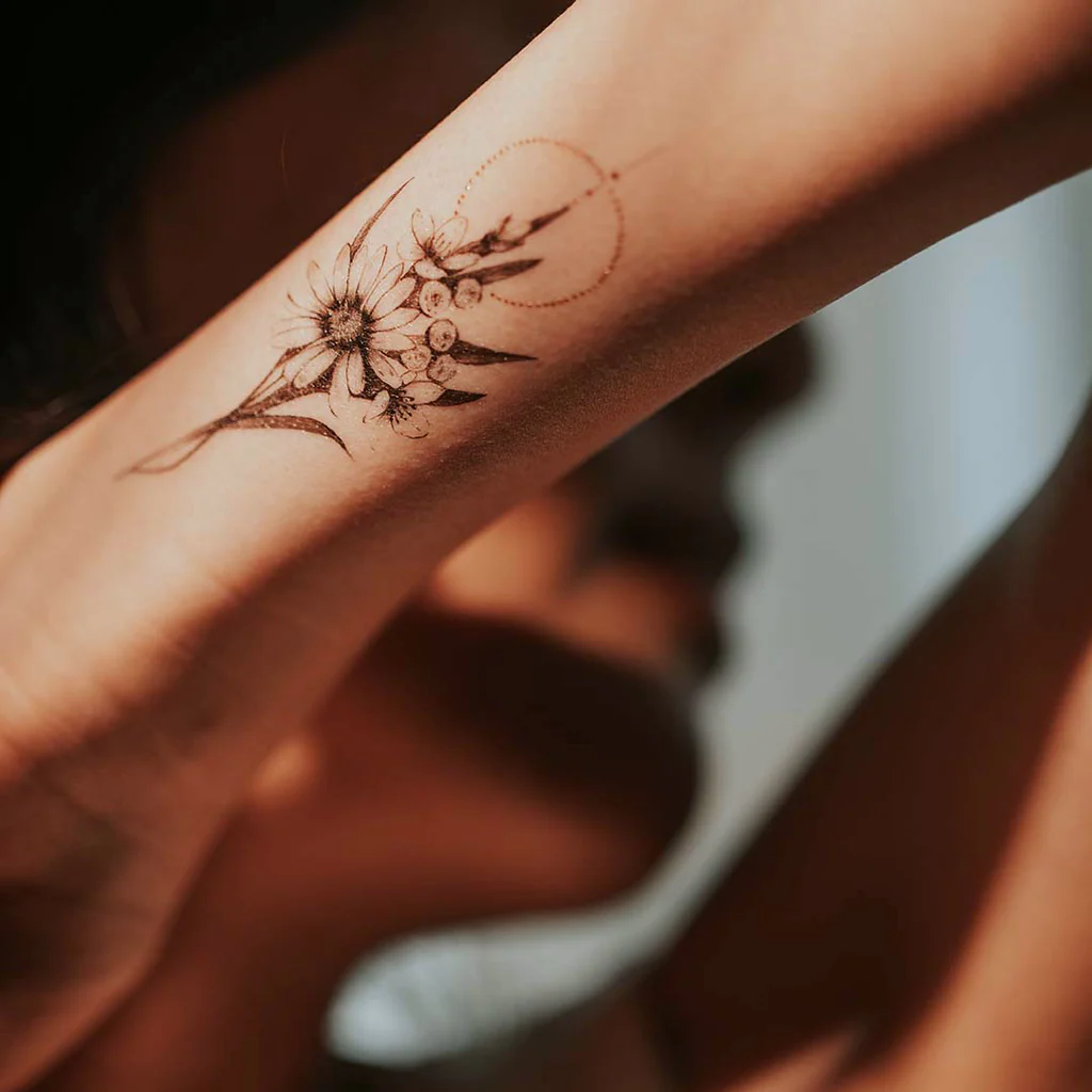Paperself tatuaż przyklejny naklejka wodna tymczasowa Geo Flower