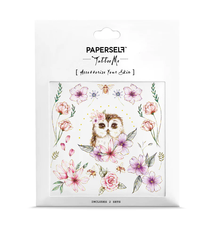 Tatuaż wodny przyklejany naklejka motyw sowy Paperself